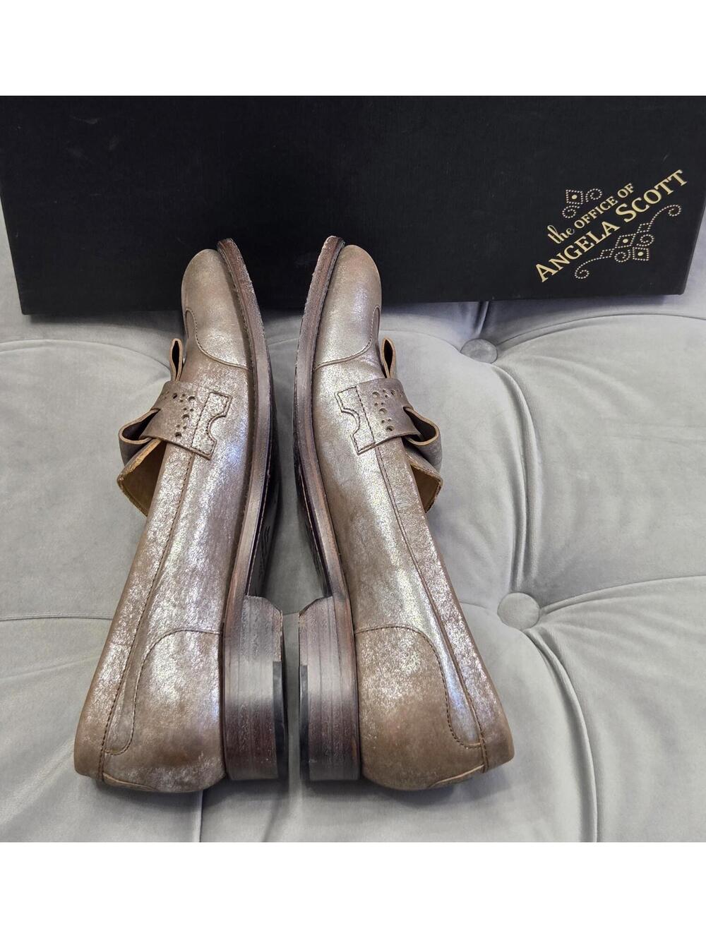 The Office Of Angela Scott Mr Dickey Metallic Brown Loafer Womens Shoes 37.5 7.5 - Picture 9 of 16